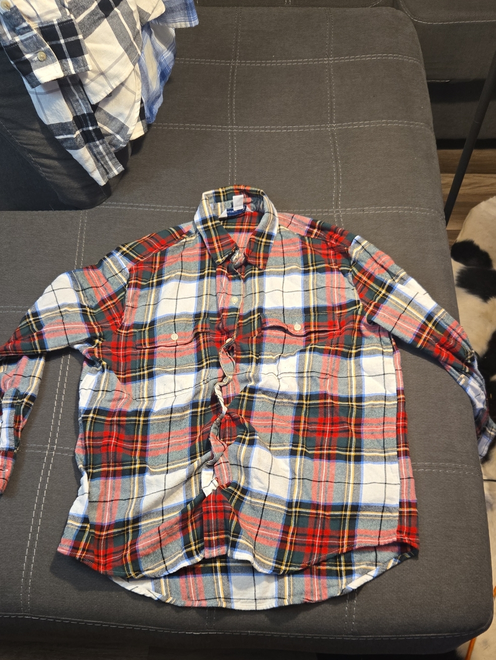 Old Navy Red, White & Blue Plaid Button-Down Shirt